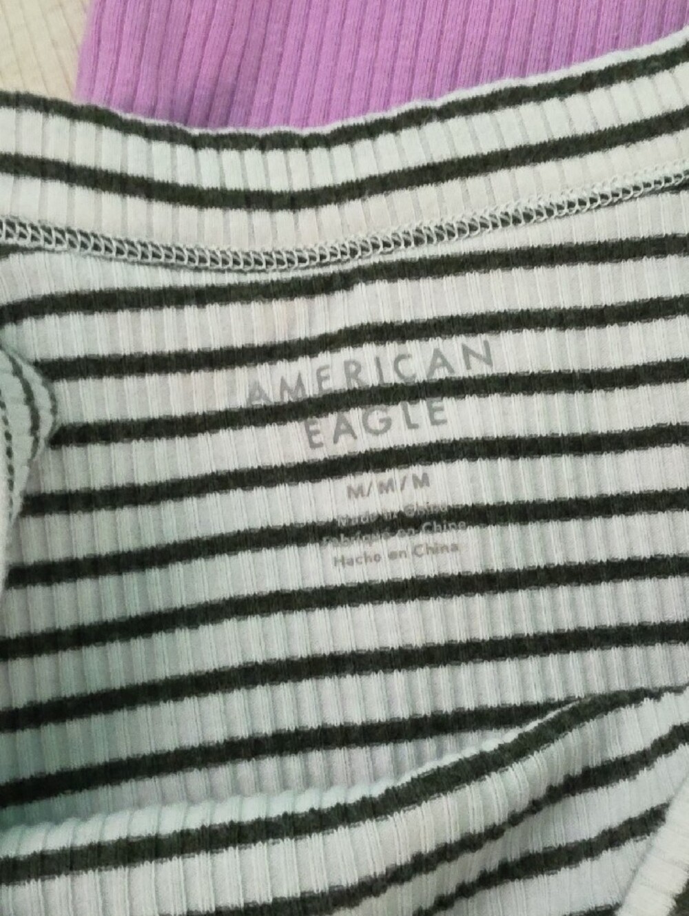 Women’s Ribbed Tank Tops - Lavender, Cream & Black-White Stripe - Picture 2 of 4
